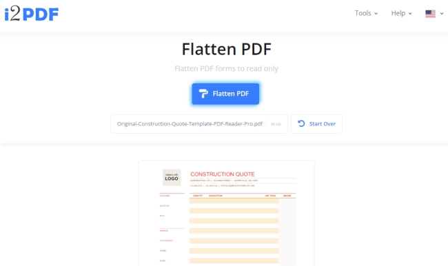 flatten fillable PDF