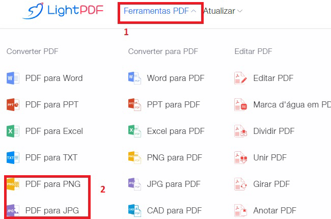lightpdf converter imagem pdf inserir excel