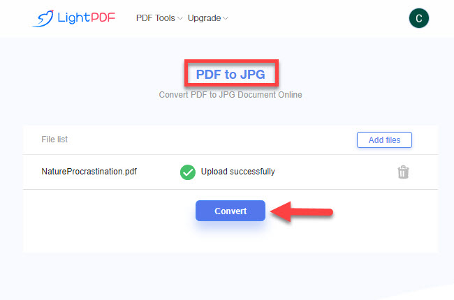 LightPDF PDF to JPG
