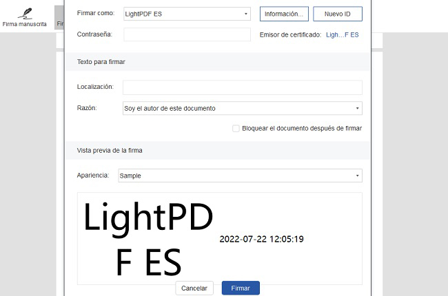 lightpdf firmar marca de tiempo en pdf