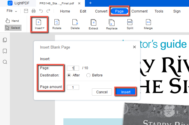 add blank page to PDF