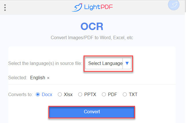 online ocr using lightpdf