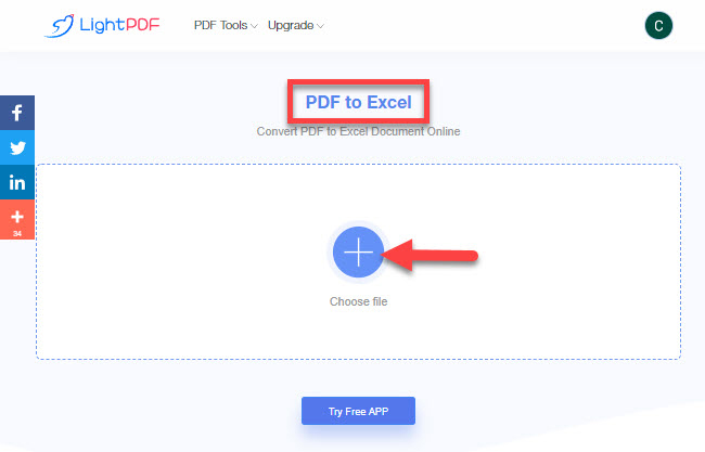LightPDF PDF to Excel