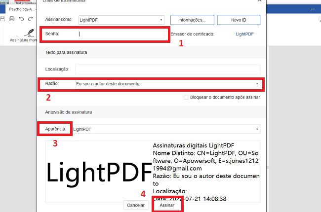 lightpdf assinar carimbo de data hora em pdf