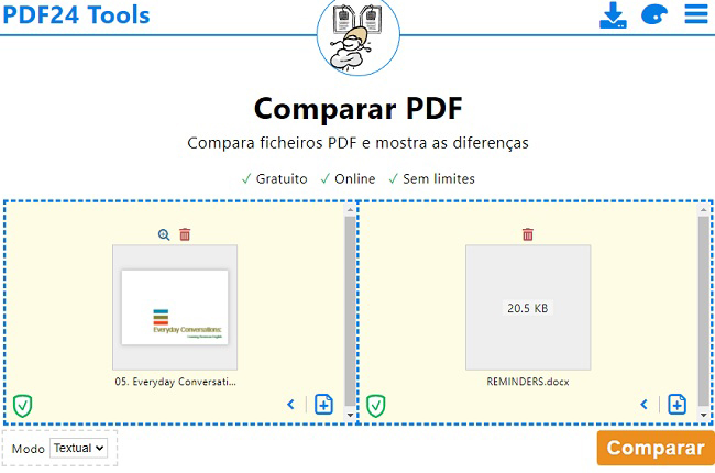 pdf24 comparar pdf com word