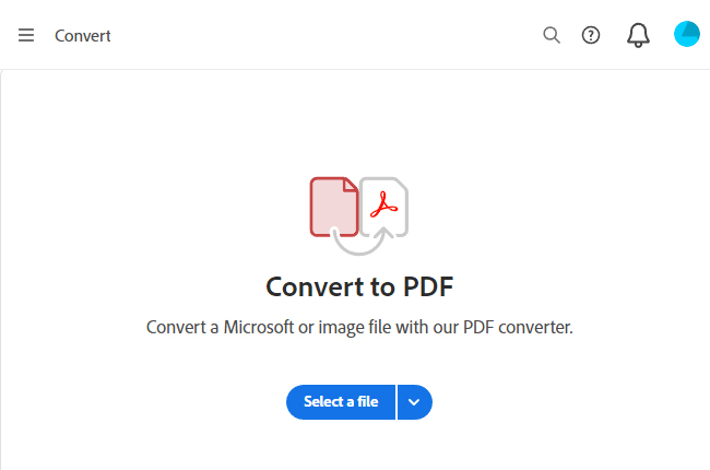 Adobe online PNG to PDF