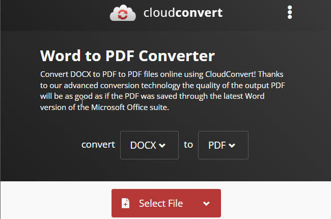 cloudconvert converter arquivo docx para pdf