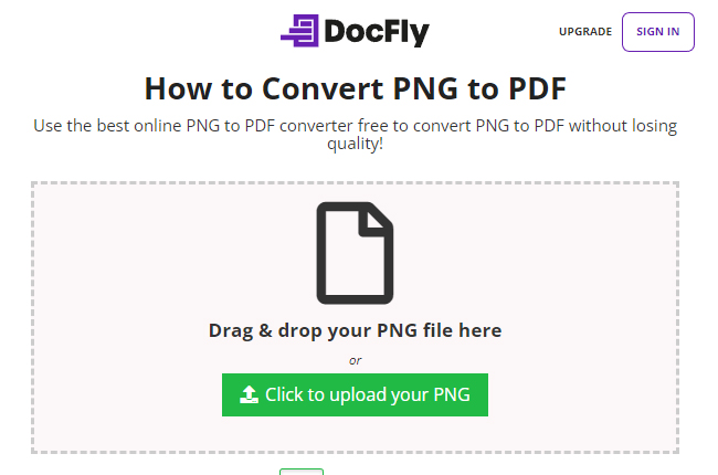 convert PNG file to PDF on DocFly