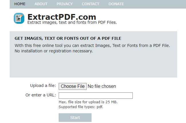 choose PDF to upload to ExtractPDF.com