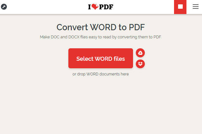 change DOCX to PDF with iLovePDF