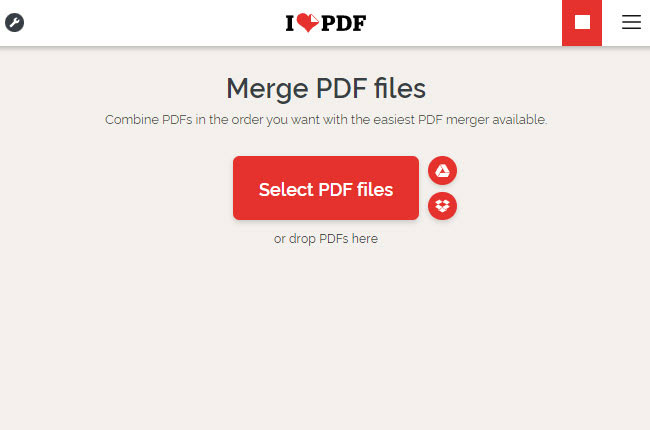 upload PDF files to iLovePDF