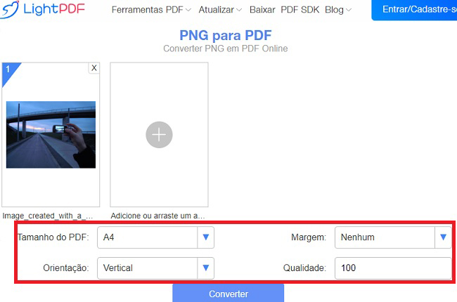 lightpdf mudar png para pdf