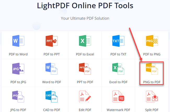 change PNG to PDF