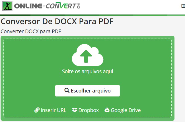 online convert converter arquivo docx para pdf
