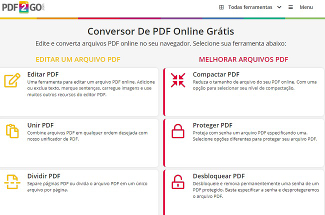 pdf2go conversores de pdf online gratis