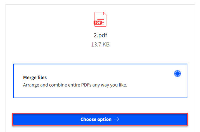merge PDF files into one using Smallpdf