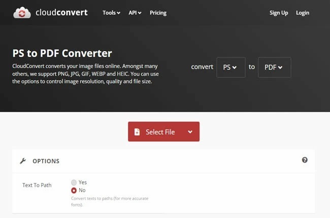 PS-Datei auf CloudConvert zu PDF konvertieren