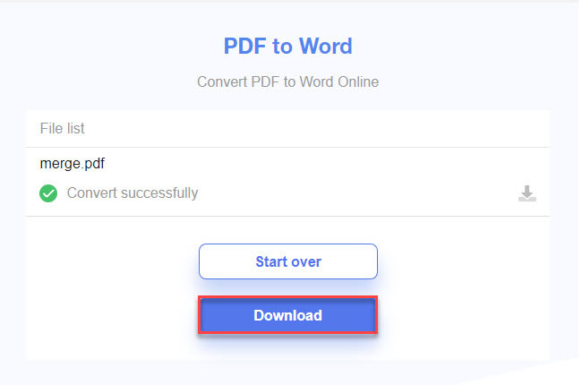 download converted file from LightPDF