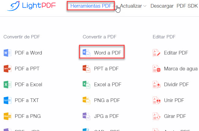 lightpdf herramientas convertir google doc a pdf
