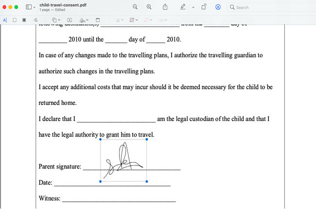 put signature to PDF using Mac Preview
