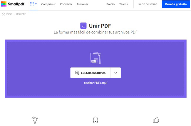 smallpdf upload fusionar pdf en línea
