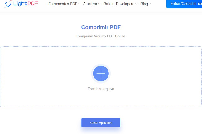 lightpdf online upload compactar pdf para tamanho menor