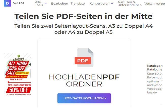 PDF mit DeftPDF von A3 in A4 teilen