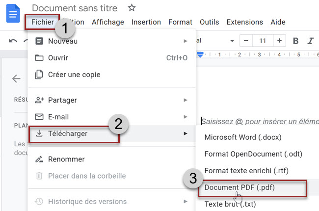 télécharger Google Doc en PDF