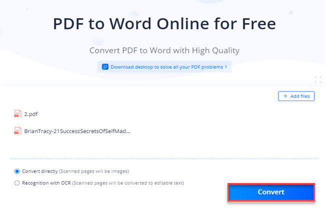 batch convert PDF to Word online