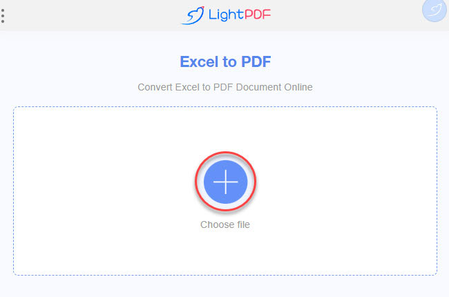 import Excel file on LightPDF