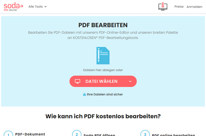 PDF Helligkeit mit SodaPDF ändern