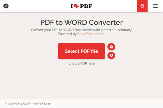 scanned PDF to Word on iLovePDF