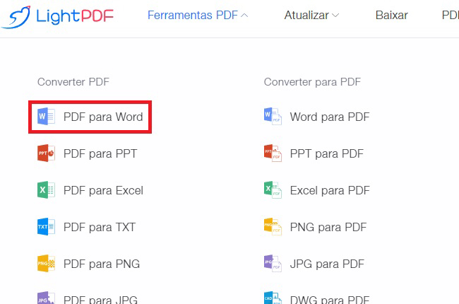 lightpdf online ferramentas conversor de pdf para word em massa