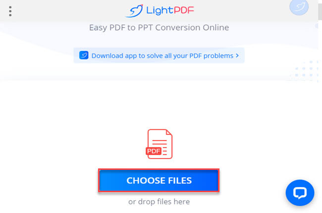 upload PDF filed to LightPDF PDF to PPT tool