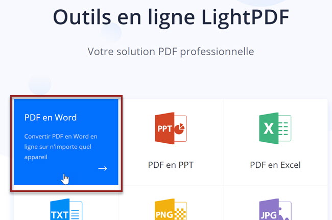 pdf en word avec lightpdf