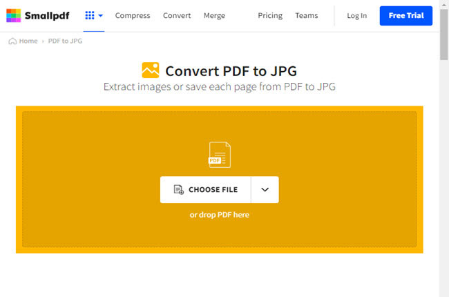 convert PDF to JPG for free using SmallPDF