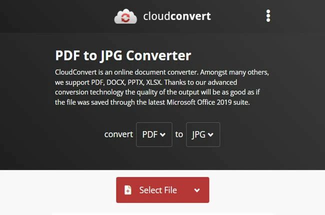 cloudconvert conversor de pdf para jpg grátis