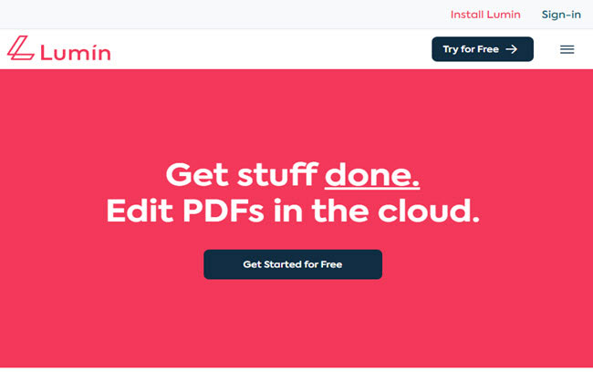 cloud based PDF editor LuminPDF