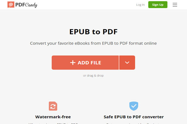 online EPUB to PDF converter