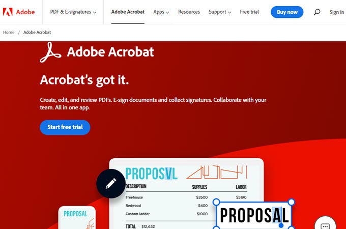 Adobe Acrobat PDF writer for Windows