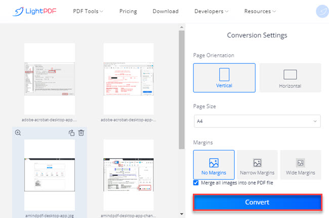 batch convert images to PDF online