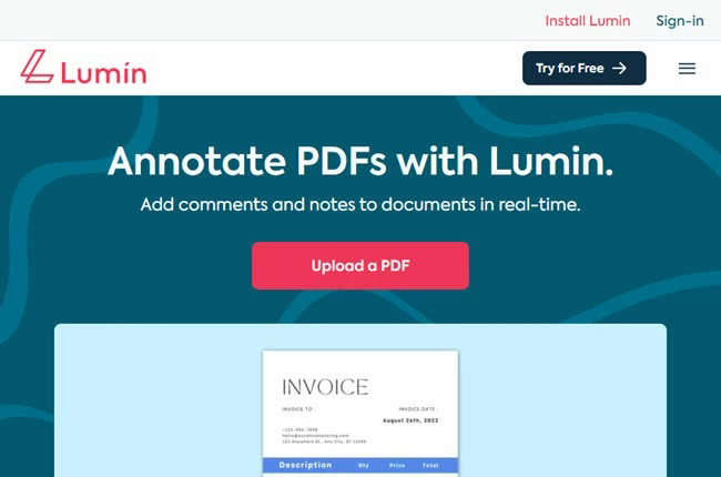 luminpdf adicionar notas ao pdf online