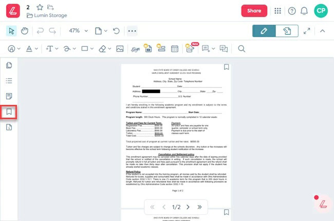 luminpdf agregar marcador pdf en línea