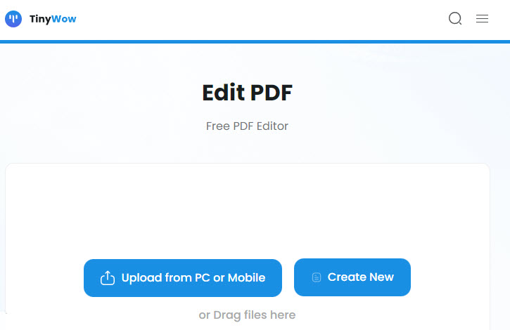 edit PDF in Chrome with TinyWow