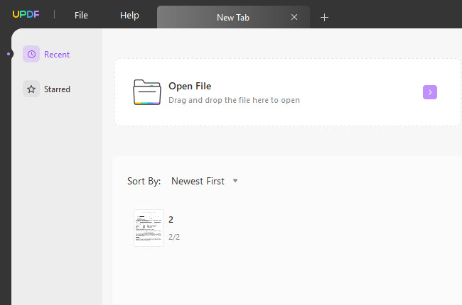 open a PDF filen in UPDF