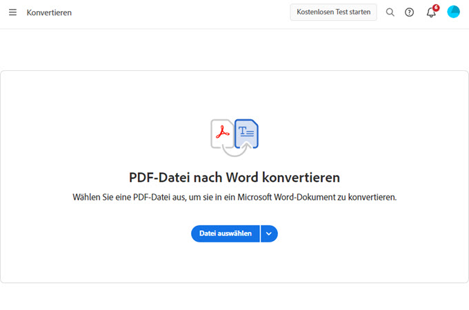 kostenloser PDF-zu-Word-Konverter Adobe