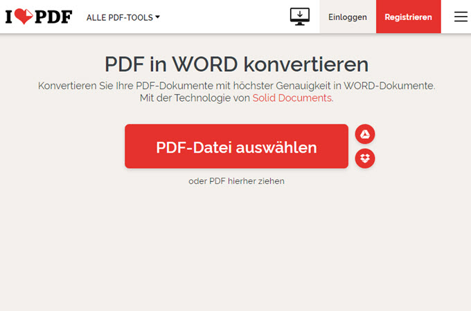 PDF gratis via iLovePDF in Word umwandeln