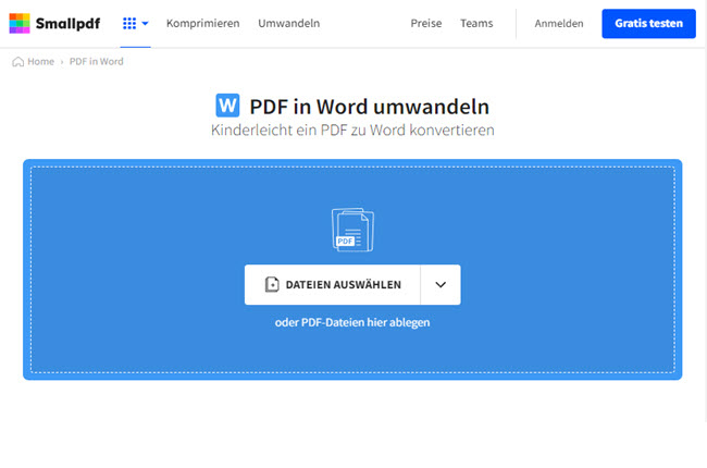 kostenloser PDF-zu-Word-Konverter Smallpdf