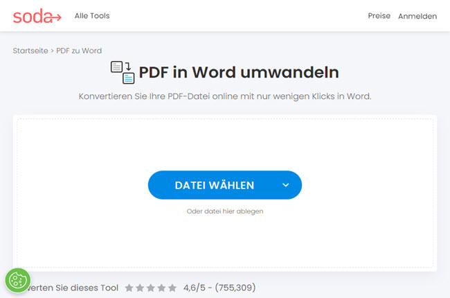 SodaPDF PDF in Word Umwandler