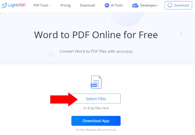 convert multiple Word files to PDF lightpdf